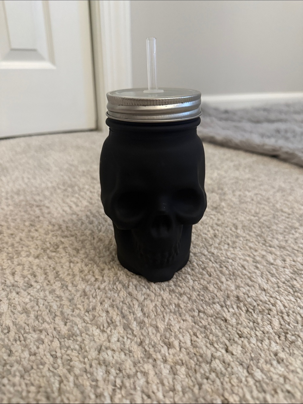 Skull Mason Jar Tumbler - Matte Black